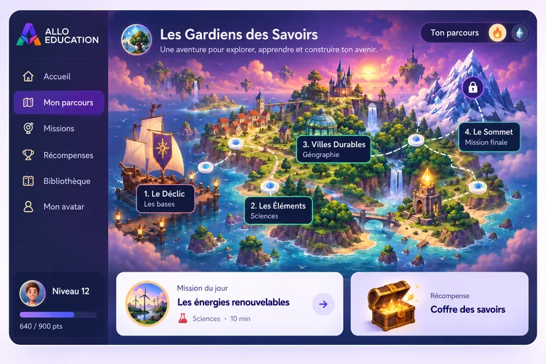 Story engine : carte de parcours Les Gardiens des Savoirs